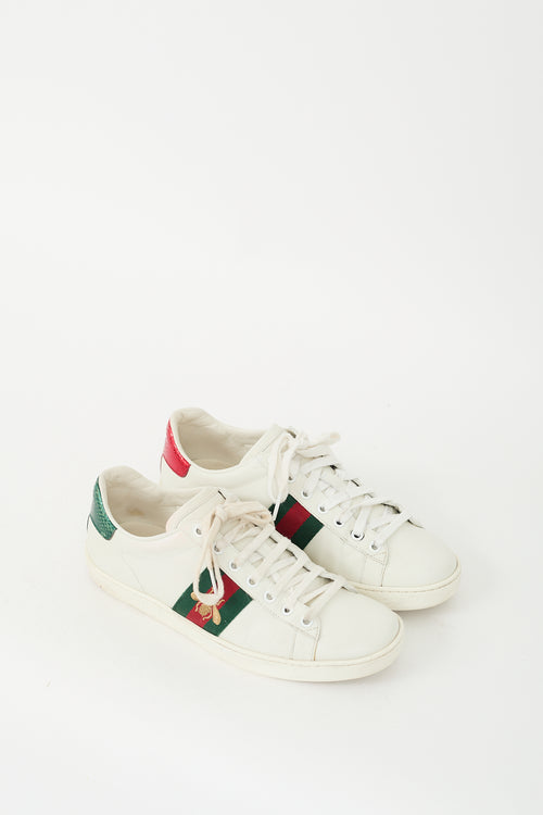 Gucci White 
Multi Leather Ace Bee Sneaker