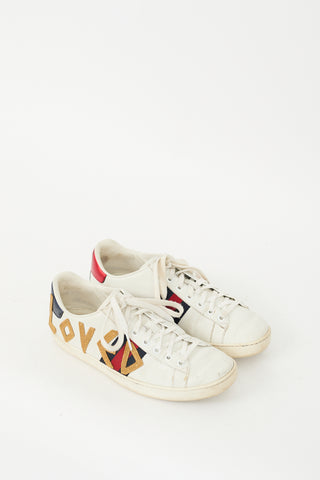 Gucci White 
Multi Leather Ace Loved Sneaker