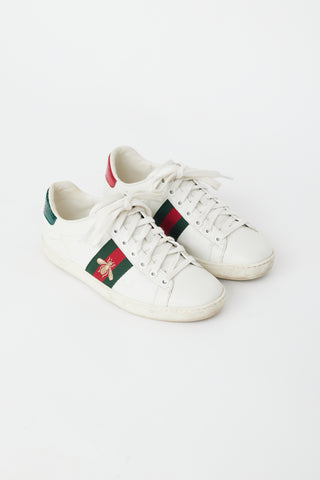 Gucci White 
Multi Leather Bee Ace Sneaker