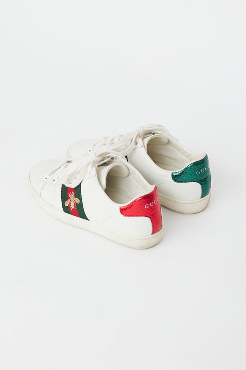 Gucci White 
Multi Leather Bee Ace Sneaker