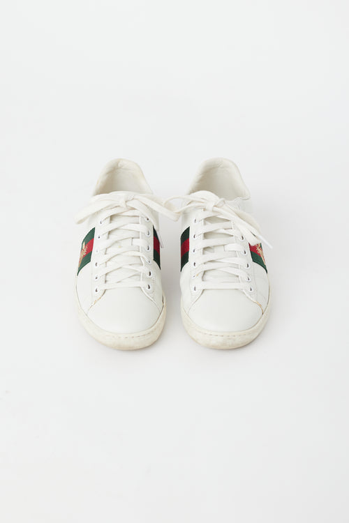 Gucci White 
Multi Leather Bee Ace Sneaker