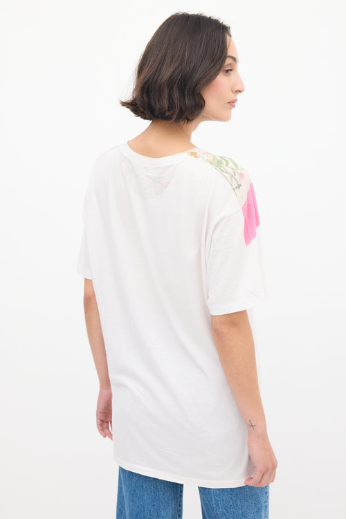 Gucci White 
Multicolour Floral Script T-Shirt