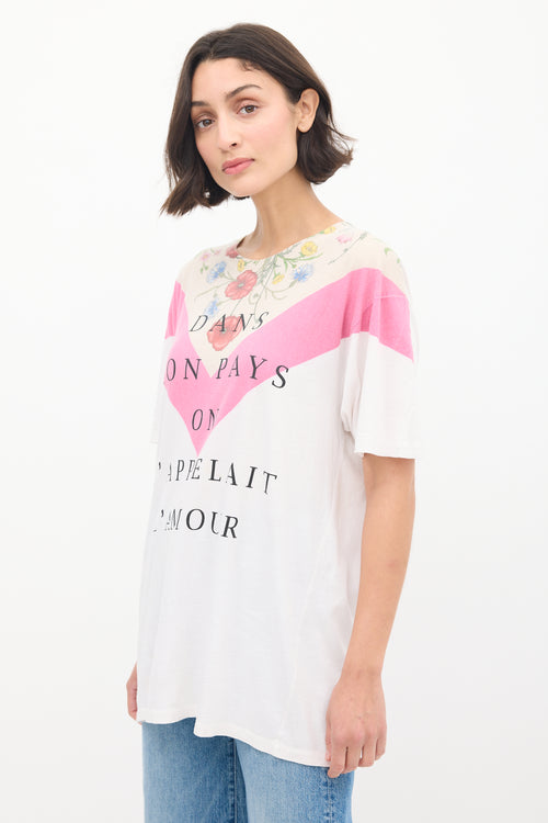 Gucci White 
Multicolour Floral Script T-Shirt