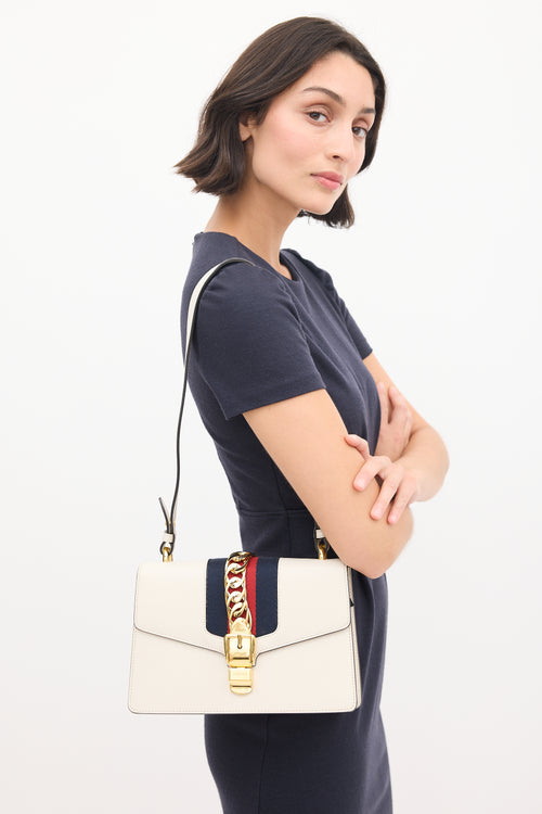 Gucci White 
Multicolour Leather Sylvie Chain Link Bag