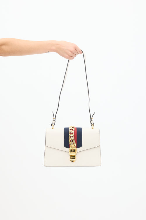 Gucci White 
Multicolour Leather Sylvie Chain Link Bag