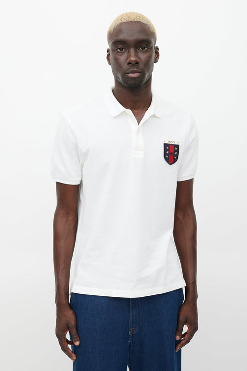 Gucci White 
Multicolour Patch Polo