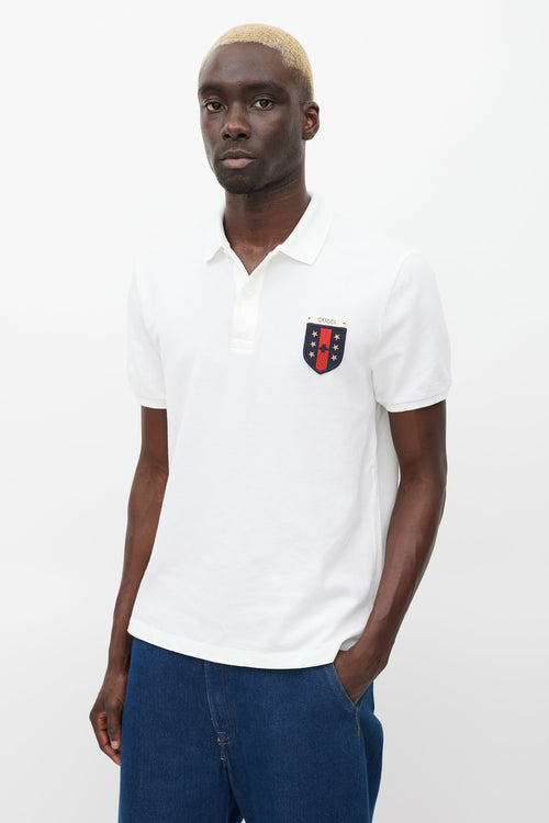 Gucci White 
Multicolour Patch Polo