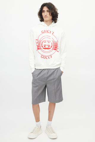 Gucci White 
Red Logo Hoodie