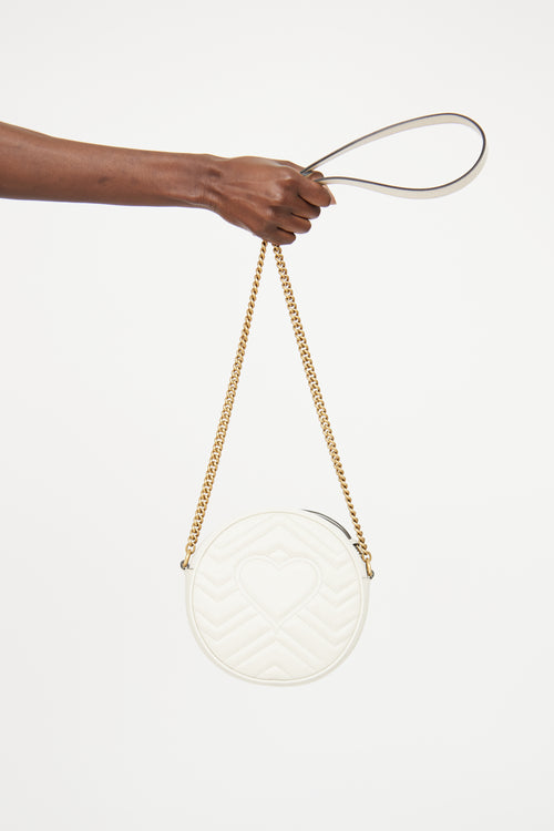 Gucci White Marmont Matelasse Round Bag