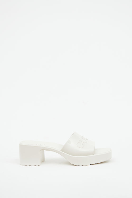 Gucci White Rubber Logo Sandal