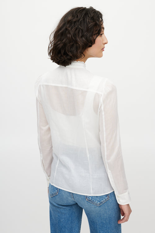 Gucci White Sheer Lace Blouse