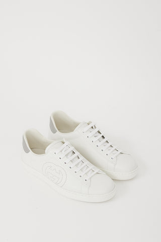 Gucci White Leather GG Logo Ace Sneaker