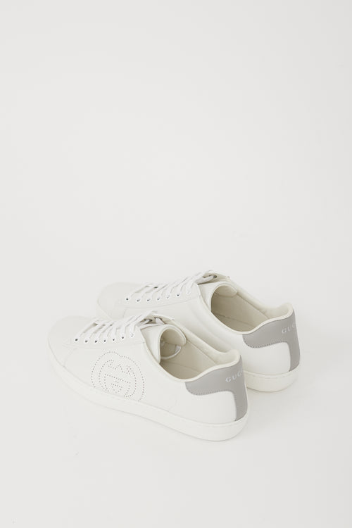 Gucci White Leather GG Logo Ace Sneaker