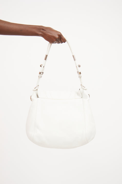 Gucci White Leather Techno Horsebit Bag