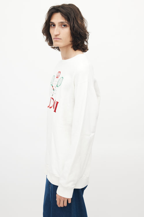 Gucci White Tennis Logo Crewneck