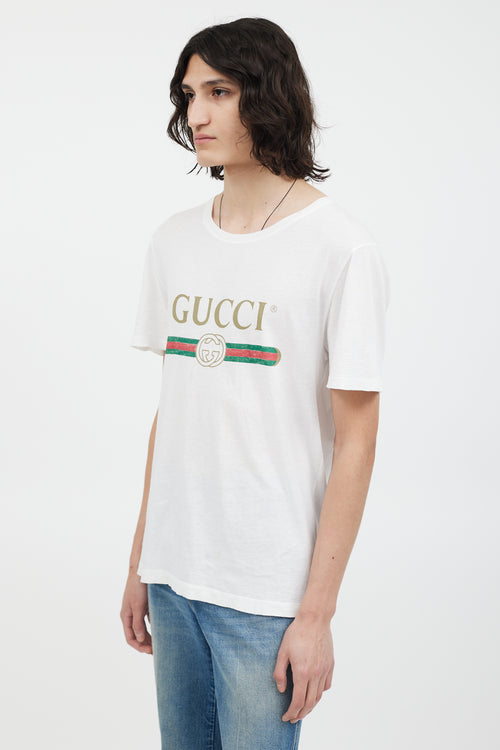 Gucci White Vintage GG Logo T-Shirt