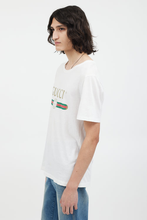 Gucci White Vintage GG Logo T-Shirt