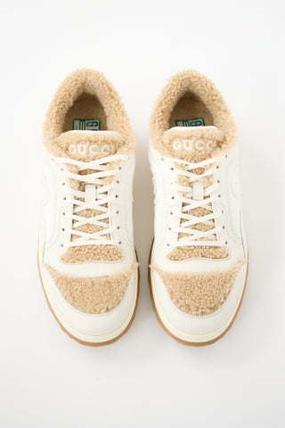 Gucci White Leather 
Shearling MAC80 Sneaker