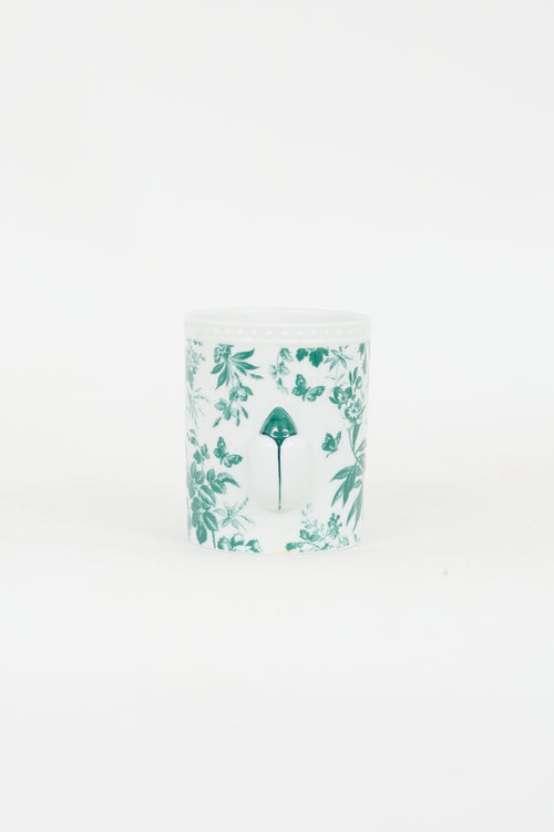 Gucci White 
Green Porcelain Herbosum Candle Holder