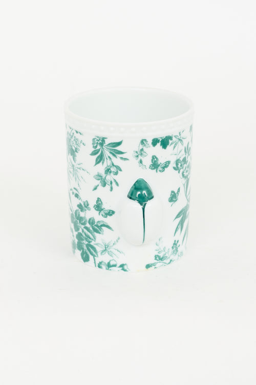 Gucci White 
Green Porcelain Herbosum Candle Holder