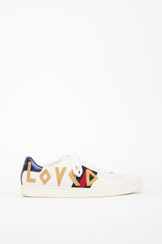 Gucci White 
Multi Leather Ace Loved Sneaker