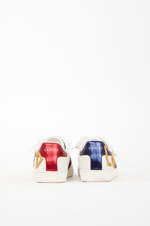 Gucci White 
Multi Leather Ace Loved Sneaker