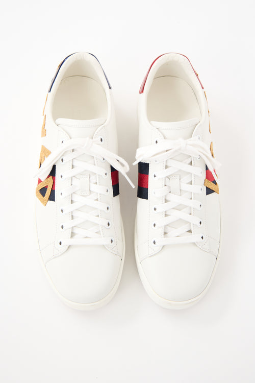 Gucci White 
Multi Leather Ace Loved Sneaker