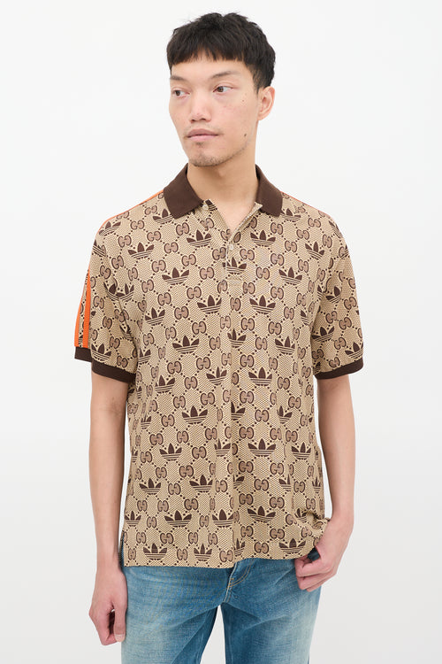 Gucci X Adidas Brown GG Trefoil Polo