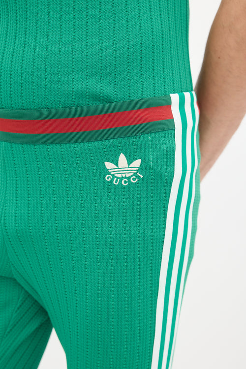 Gucci X Adidas Green 
White Knit Striped Co-Ord Set