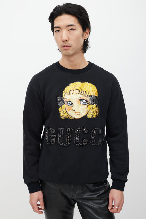 Gucci X Chikae Ide Manga Black 
Multicolour Embroidered Sweatshirt