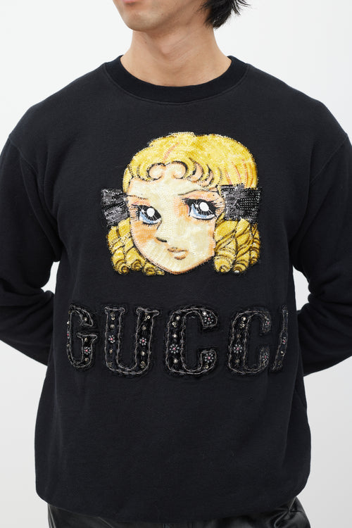 Gucci X Chikae Ide Manga Black 
Multicolour Embroidered Sweatshirt