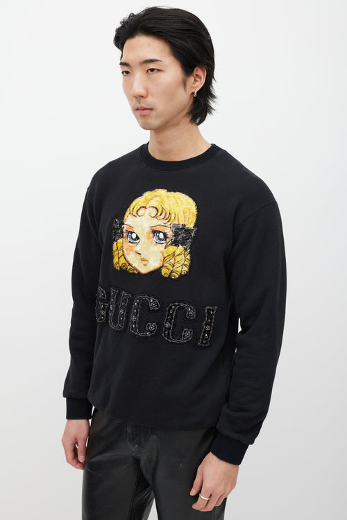 Gucci X Chikae Ide Manga Black 
Multicolour Embroidered Sweatshirt