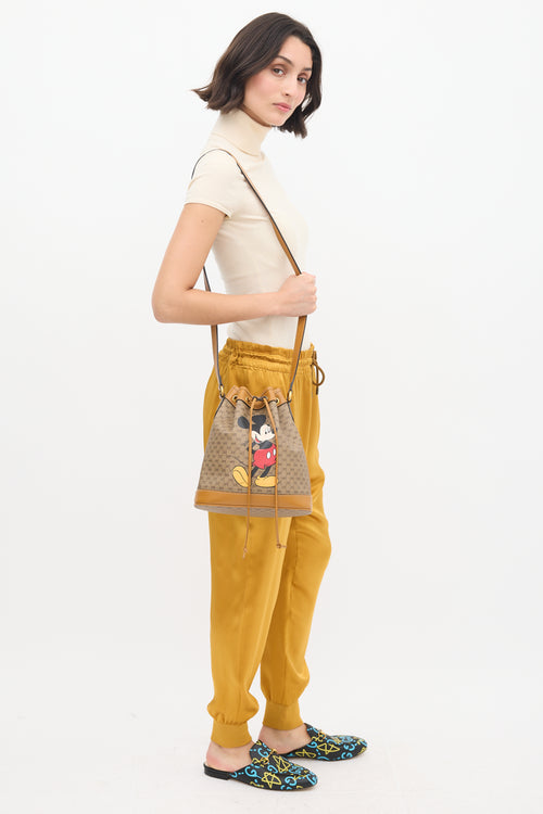 Gucci X Disney Brown 
Multicolour Mickey Mouse Monogram Bag