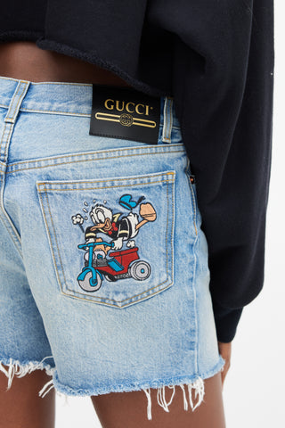 Gucci X Disney Light Sand Wash Embroidered Shorts