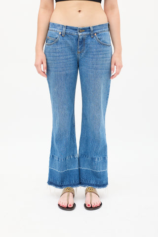 Gucci X Disney Medium Wash Patch Jeans