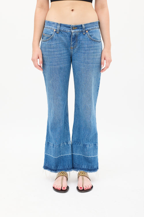 Gucci X Disney Medium Wash Patch Jeans