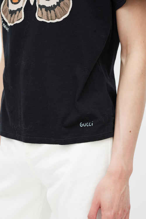 Gucci X Kris Knight Black 
Multicolour Print T-Shirt