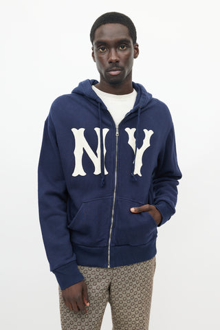 Gucci X New York Yankees Navy 
Cream Logo Hoodie