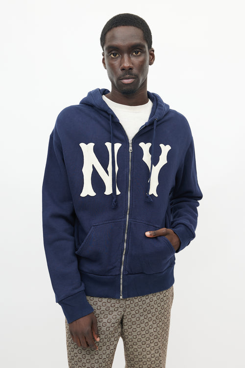 Gucci X New York Yankees Navy 
Cream Logo Hoodie