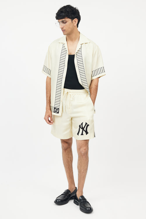 Gucci X New York Yankees Yellow 
Black Silk Short