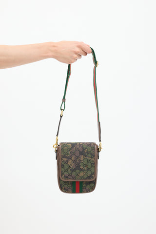 Gucci X Palace GG-P Brown 
Green Canvas Messenger Bag