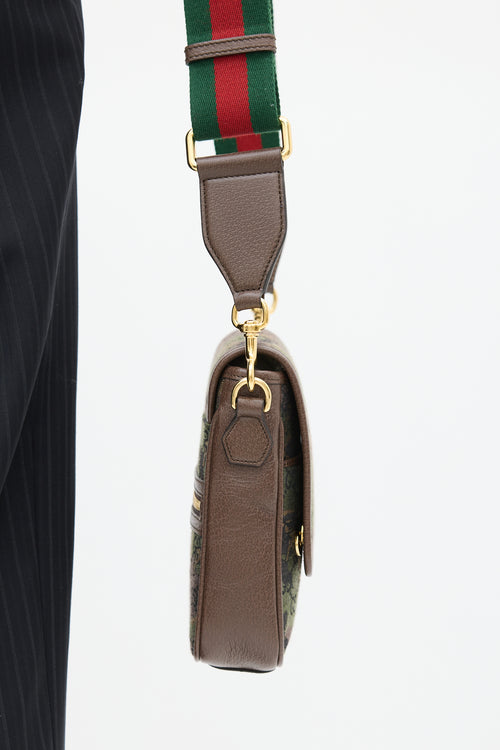 Gucci X Palace GG-P Brown 
Green Canvas Messenger Bag