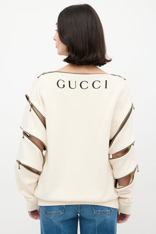 Gucci X Russ Meyer FW 2018 Cream 
Multi Modular Sweatshirt