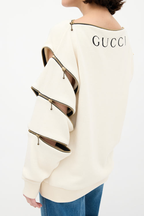 Gucci X Russ Meyer FW 2018 Cream 
Multi Modular Sweatshirt