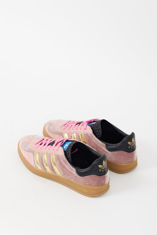 Gucci X Adidas Pink 
Multicolour Velvet 
Suede Gazelle Sneaker