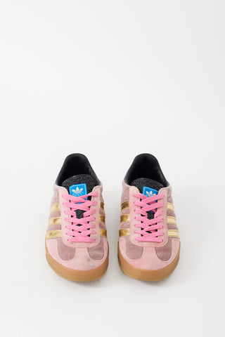 Gucci X Adidas Pink 
Multicolour Velvet 
Suede Gazelle Sneaker