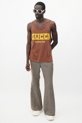 Gucci X Dapper Dan Brown 
Yellow Rhinestone Tank