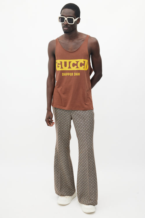 Gucci X Dapper Dan Brown 
Yellow Rhinestone Tank