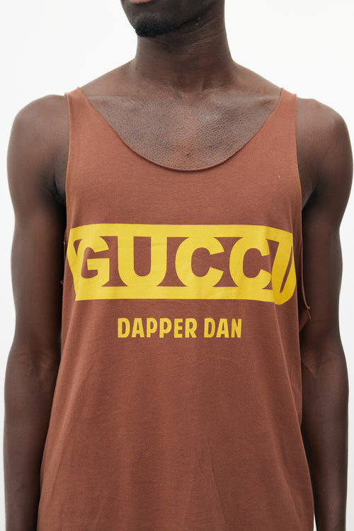 Gucci X Dapper Dan Brown 
Yellow Rhinestone Tank