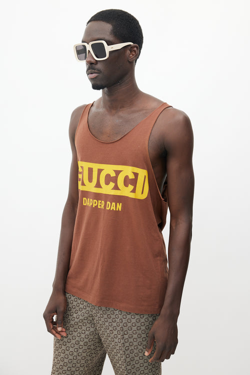 Gucci X Dapper Dan Brown 
Yellow Rhinestone Tank